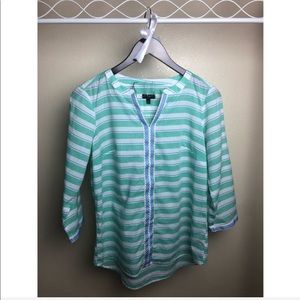 Talbots striped popover blouse